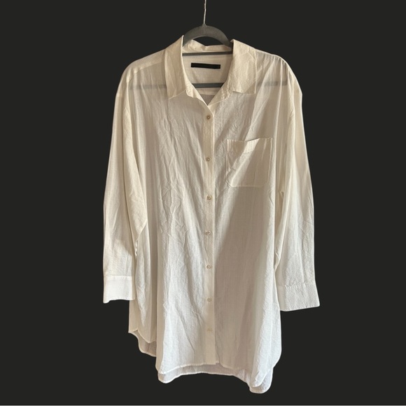 JENNI KAYNE The Beach Shirt Dress White Cotton Blend Button Down XXL - Picture 3 of 14